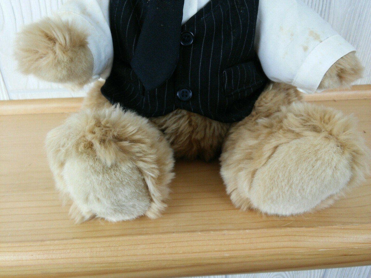 Build-A-Bear Pinstripe Vest & Tie Fuzzy TEDDY BEAR, 15
