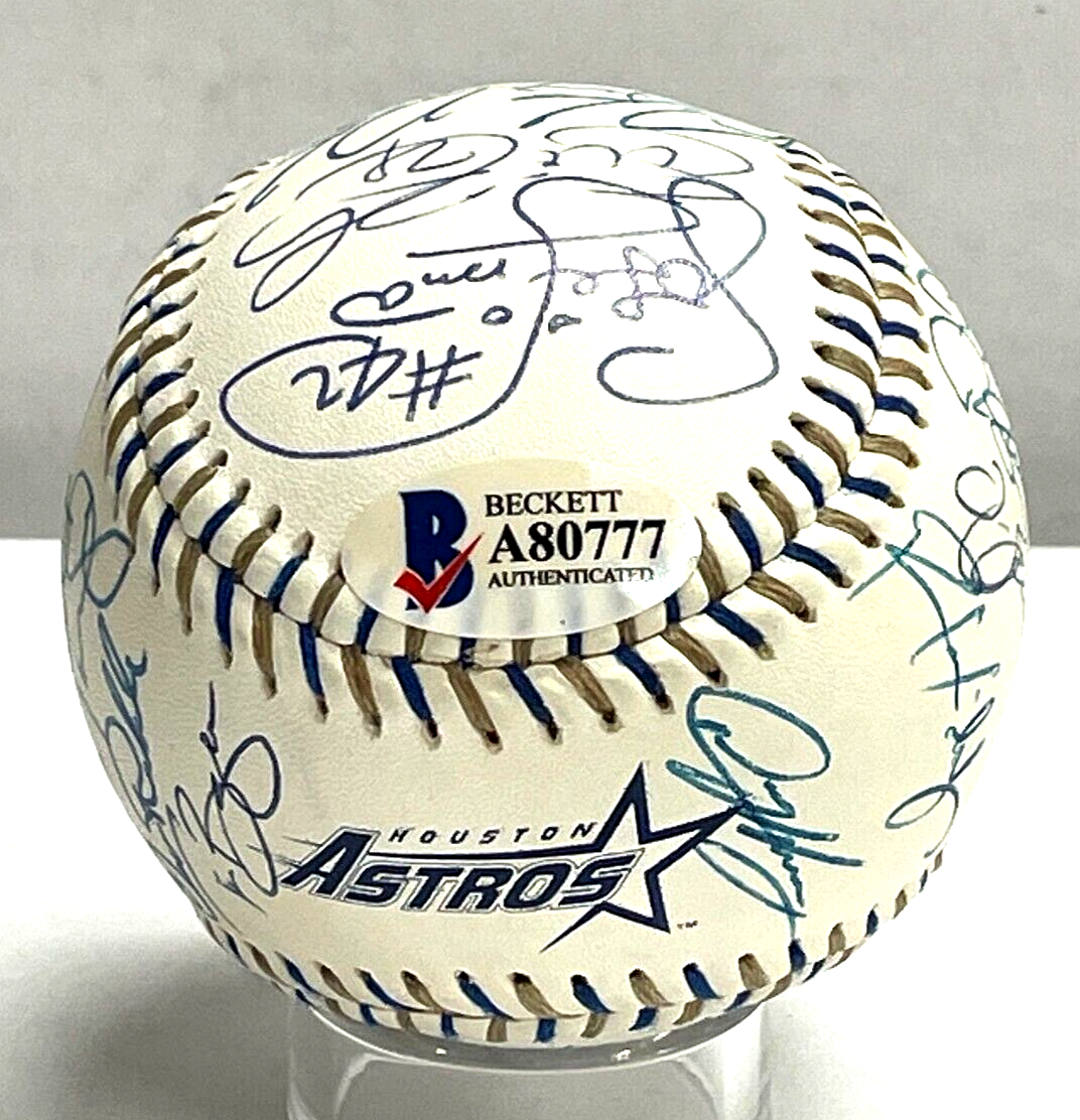 2000 Houston Astros Team Signed Logo Baseball BAS Beckett (29