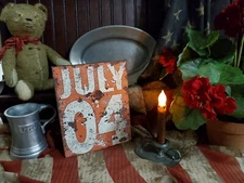 PRIMITIVE FOLK ANTIQUE STEAMPUNK VINTAGE COLONIAL AMERICANA STYLE JULY 4 SIGN
