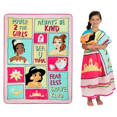 Princess Bedding Soft Plush Micro Raschel Twin/Full (62'' x 90'') Blanket for Kids
