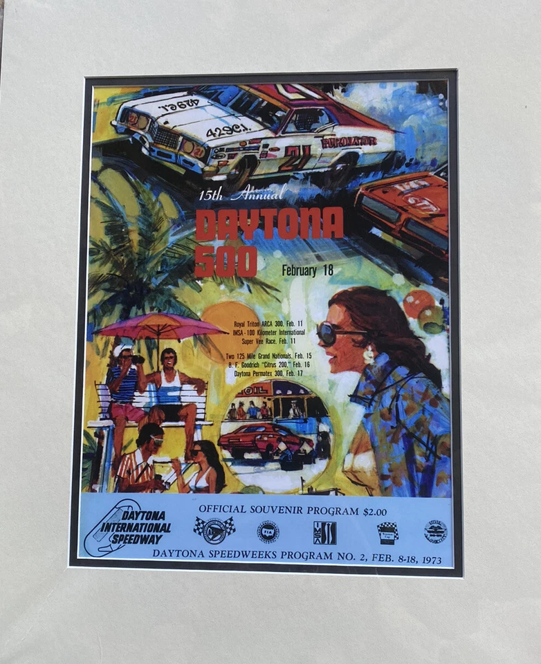 Arte de capa de programa vintage fevereiro 1973 Daytona 500 NASCAR Racing fosca 10,5x14 #15 - Imagem 4 de 4