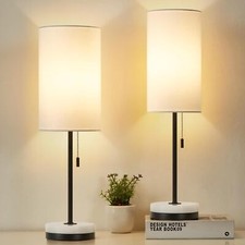 Luvkczc Minimalist Table Lamp Set of 2, Nightstand for Black, White