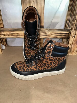 Wonder Nation Big Girl's Hybrid Hiker Boots Leopard Print Select Size NEW 