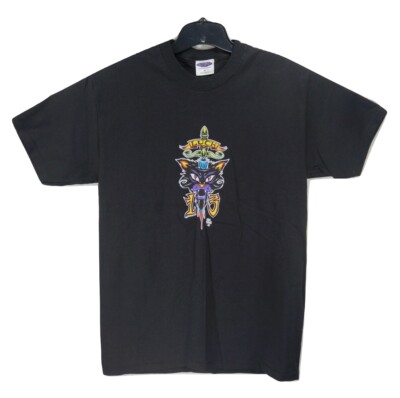 Forbes Lucky Cat 1998 Mens Black M T-Shirt Cartoon Lone Dire Rockabilly USA Made
