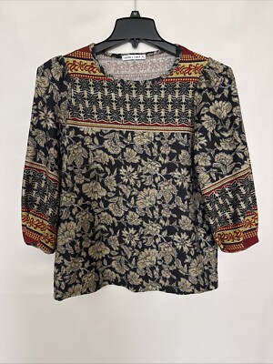 Figueroa & Flower Women Sweater Top Size PL Boho Dark Academia Cozy Southwestern