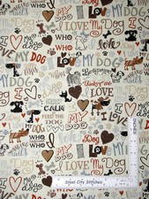 I Love My Dog Words Fabric By Yard Cotton Timeless Treasures C5710