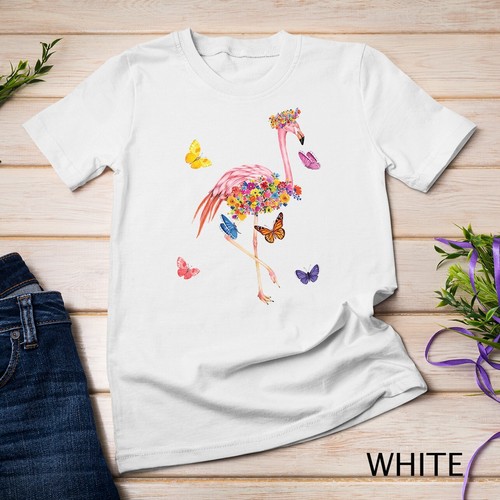 Camiseta unisex de regalo floral flamenco rosa con flores hawaianas flamenco - Imagen 14 de 15