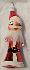 Vintage Blown Glass SANTA Blue Eyes Big Nose Christmas Ornament De Carlini Italy