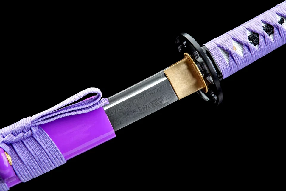 40' Purple Sharp Japanese Samurai Katana Sword Damascus Folded Steel Geisha Saya - Image 4 of 4