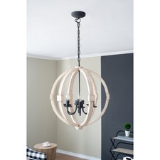 6 Light Wood Chandelier Hanging Light Fixture...