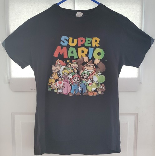 Super Mario Black Graphic Cotton Short Sleeve T-Shirt Sz Medium - Picture 2 of 4