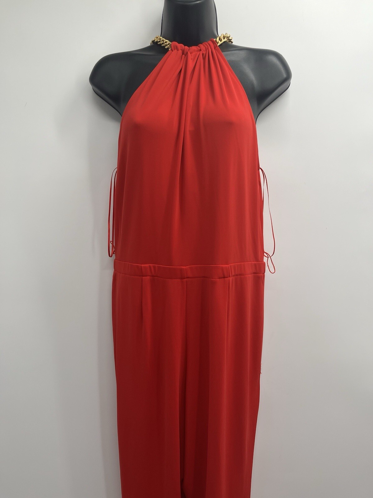Elie tahari collection Women's Sleeveless Chain BLAZE RED Jersey Jumpsuit Size M image 10