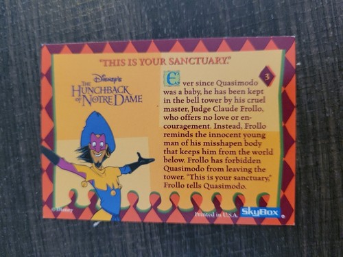 This Is Your Sanctuary #3 The Hunchback of Notre Dame Card 1996 SkyBox - Picture 2 of 2