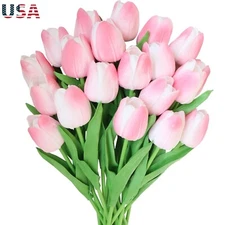 20× Artificial Tulips Flower Latex Real Touch Bridal Wedding Bouquet Home Decor