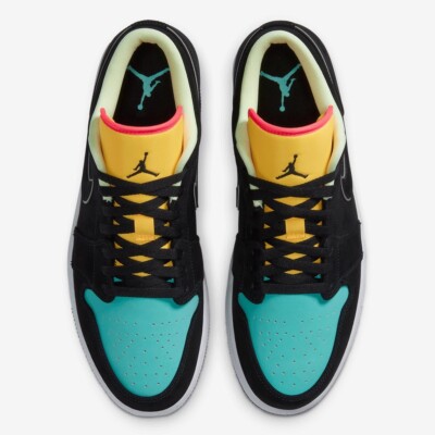 air jordan 1 low black aurora green laser orange