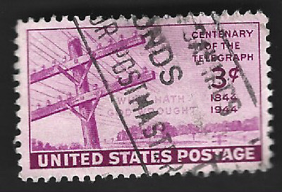 Scott# 924 3c TELEGRAPH, 100 years with slogan cancel - (A-2 Scott# 924 3c TELEGRAPH, 100 years with slogan cancel - (A-2