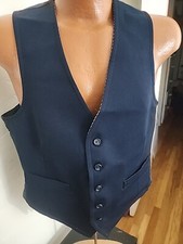 vintage vest 70's reversible drk blue lt blue check plaid sz 40