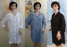 WEARABOUTS white,black or blue 3/4 sleeve button front swim cover up shirt,S-XL