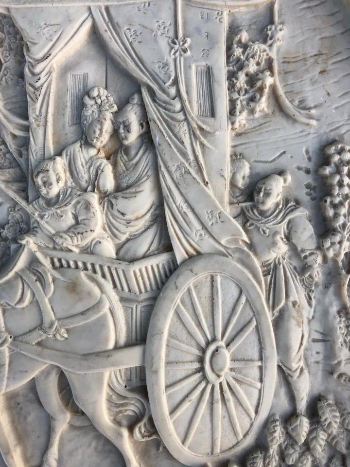 Vintage Asian Solid Resin With Embossed Carved  - Image 4 of 4