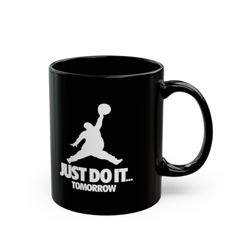Just Do It Tomorrow, Black Mug (11oz, 15oz), Basketball Logo Gift - Picture 2 of 9