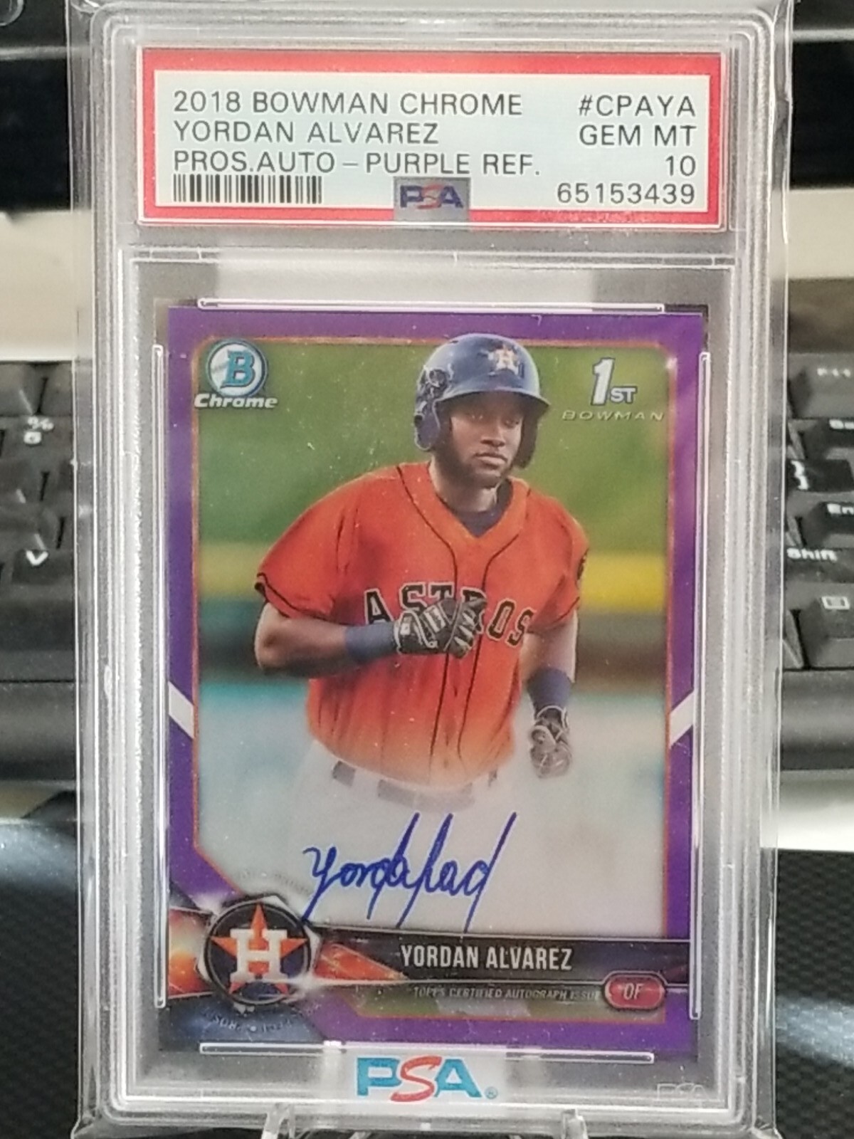 2018 Bowman Chrome Yordan Alvarez Purple Refractor Auto PSA 10 GEM MINT RC /250