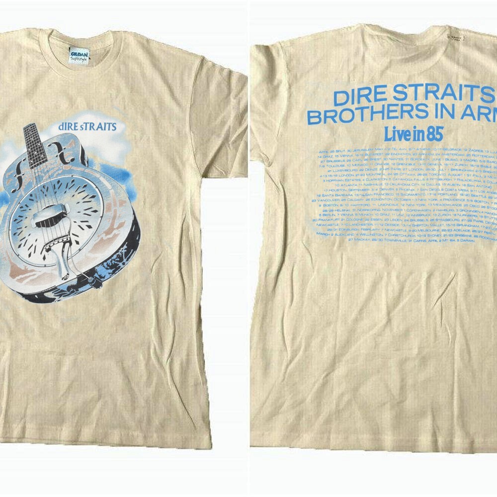 Dire Straits Brothers In Arms 1985 Tour Concert Vintage Double Sided T-Shirt