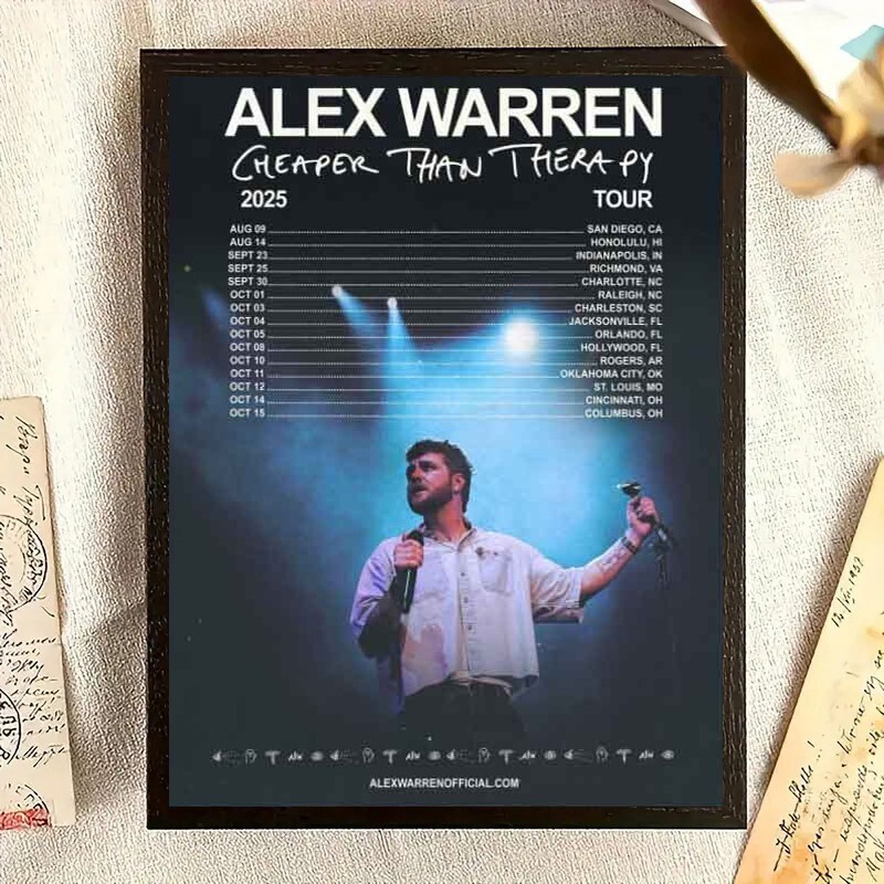 Alex Warren Cheaper Than Therapy Tour 2025 Poster | eBay