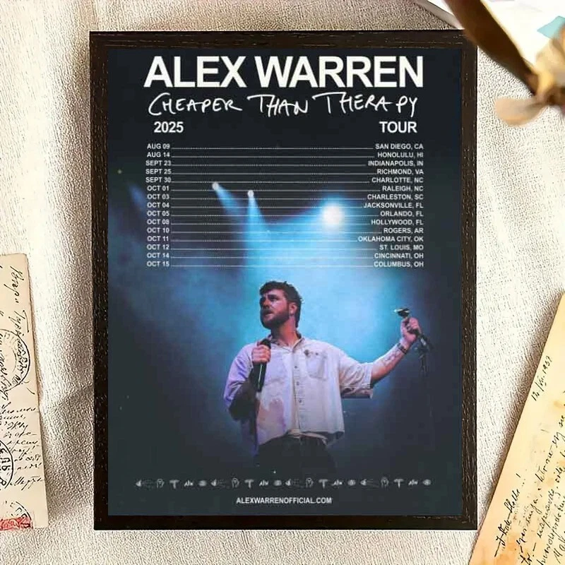 Alex Warren Cheaper Than Therapy Tour 2025 Poster
