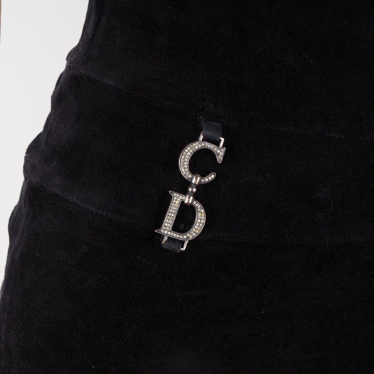 Christian Dior Vintage Velvet Black CD Logo Tube Mini Dress Christian Dior Vintage Velvet Black CD Logo Tube Mini Dress