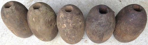 Pacific NW Fishing Floats (5) Cedar WOODEN 6" Hand-Hewn Vntg USA BZ - Picture 5 of 9