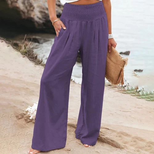 Linen wide-leg trousers for women - Picture 36 of 39