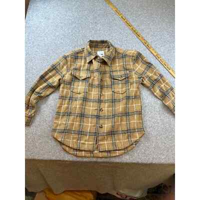 NWT Women s YMI SMALL Brown Plaid Flannel Button Up Long Sleeve BOYFRIEND Shirt