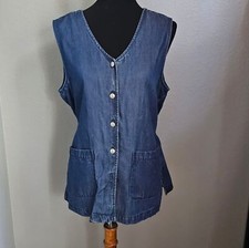 Soft denim Sleeveless button down Blouse L