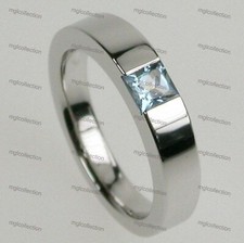 1Ct Princess Natural Aquamarine Engagement Men's Solitaire Ring Band 925 Silver