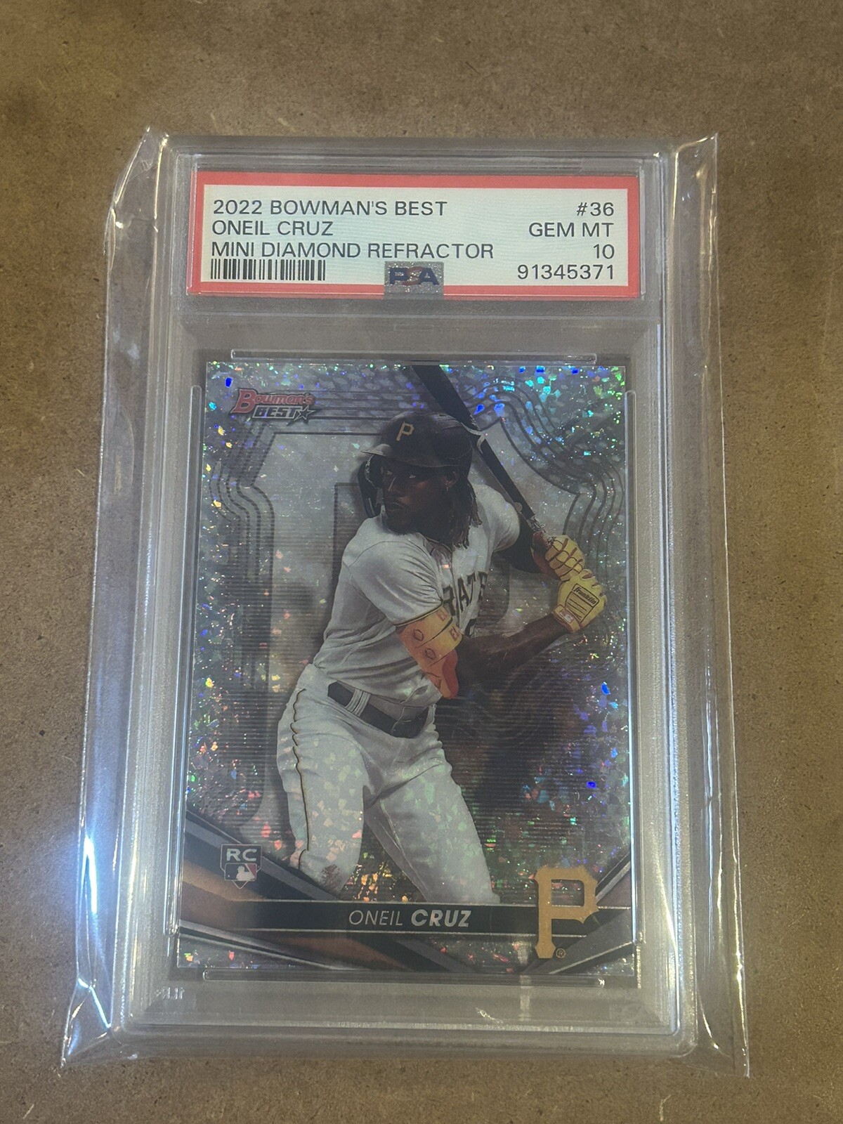 2022 Bowmans Best Oneil Cruz Mini Diamond Refractor RC #/299 Pirates Psa 10 Sh