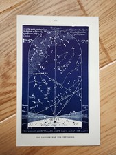 Eastern Star Map for September - Antique Print - 1890