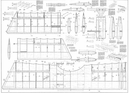 50 Inch Der Jager Biplane Giant Scale RC Model AIrplane Printed Plans - Picture 4 of 5