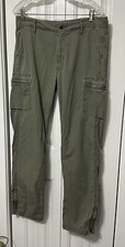 Vintage Polo Jeans Ralph Lauren Womens Pants 8 Army Green Cargo Zip Ankle