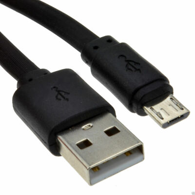 1.8 M Flach USB A Auf Mikro B Typ 24AWG Schnell Ladekabel Kabel Schwarz 6ft