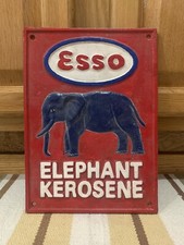 Esso Cast Iron Sign Kerosene Elephant Gas Oil Diesel Vintage Style Wall Decor