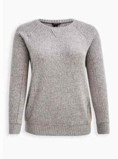 Torrid Brushed Waffle Grey Crew Neck Long Sleeve Sweatshirt 2 2X 18 20 A41191
