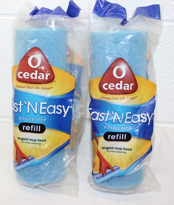 O Cedar Fast N Easy Roller Mop Refill angled mop heads Lot/Set of 2! NIP NEW!