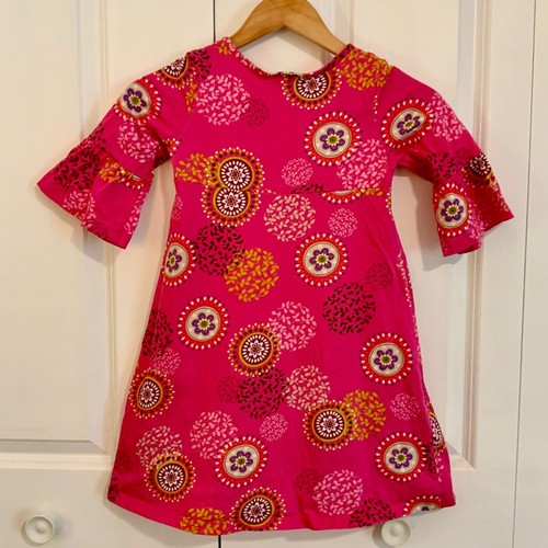 Hanna Andersson Girl’s Pink Medallion Print Bell Sleeve Cotton Dress Size US 5 - Picture 6 of 11