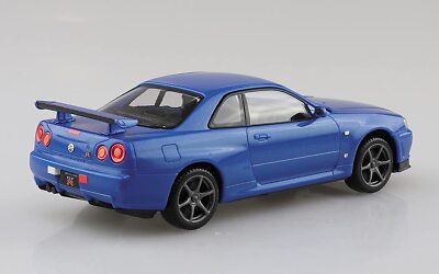 【アオシマ】 Skyline GT-R R34 プリントモデル Aoshima 1/32 Snap Kit Nissan Skyline GT-R R34 Bayside Blue Painted
