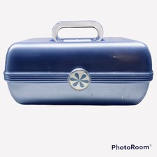 CABOODLES Light Blue Periwinkle Sparkles Makeup Train Travel Case Mirror EUC