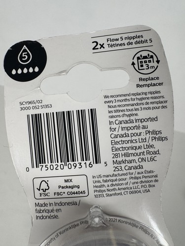 Philips Avent Natural Response Nipple Flow 5 6M+ 2 Ct. Baby Bottle - Picture 3 of 4