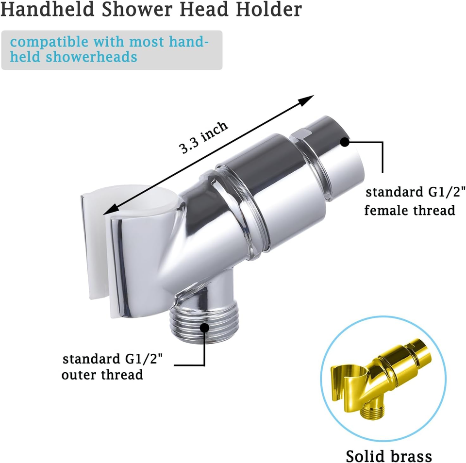 All Metal Handheld Shower Head Holder, Adjustable Shower Wand Holder