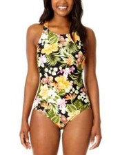 Hurley Women's One-Piece UPF 50 Stretch Swimsuit, Orange Waikiki Wonder, XL