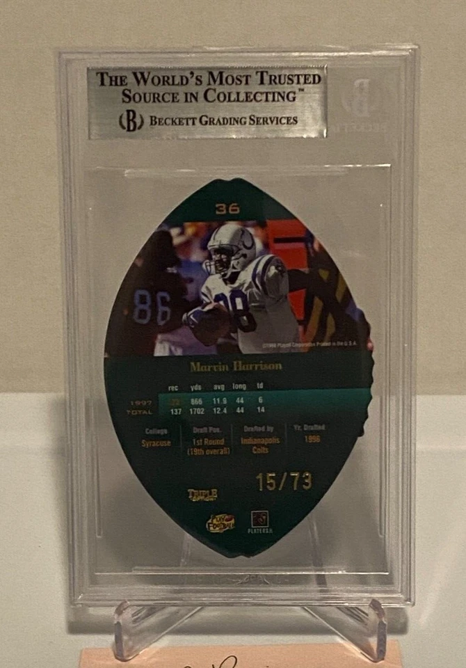 1998 Playoff Contenders | Leather Gold | Marvin Harrison | SSP #'d /73 BGS 8.5 - Image 2 of 4
