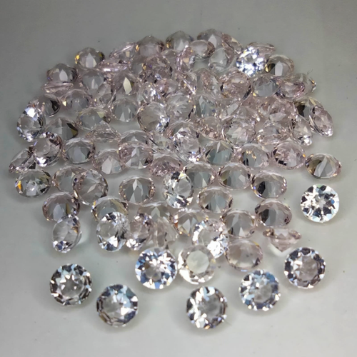 21,91 CTS rosa pesca morganite lotto 4mm tondo 97pz pietre preziose sfuse "vedi video" - Foto 1 di 2